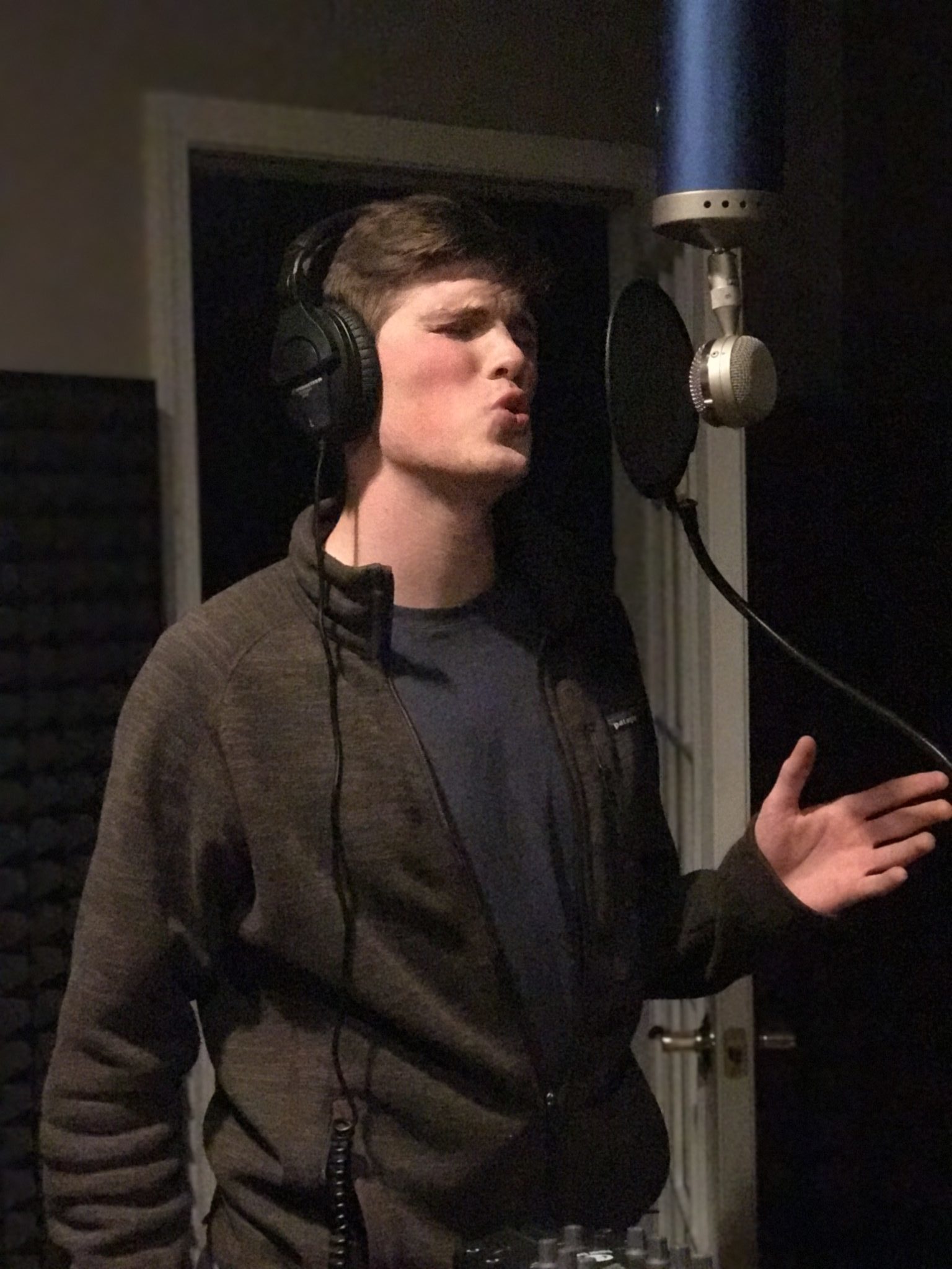 Matt recording the vocals to California Cottonfields