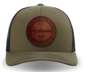 loden leather patch trucker hat
